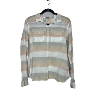 TOAD & CO Organic Cotton Blend Long Sleeve Striped Button Up Lightweight Small